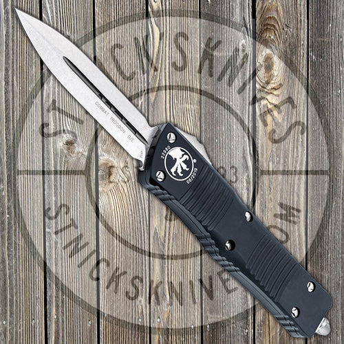 Microtech Combat Troodon - D/E - Satin Hardware - Black Chassis - 142-10
