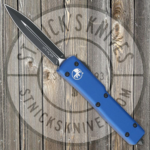 Microtech - UTX-70 - D/E - Black Standard - Blue Chassis - 147-1BL