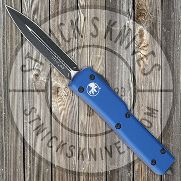 Microtech - UTX-70 - D/E - Black Standard - Blue Chassis - 147-1BL