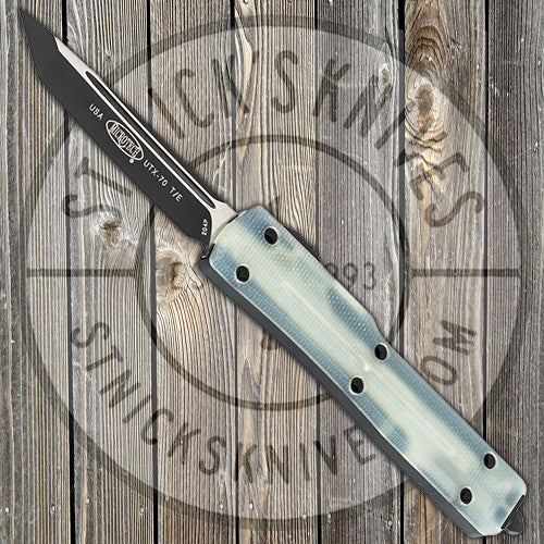 Microtech - UTX-70 - T/E - Automatic - Signature Series - Jade G10 and Black Aluminum Chassis - Black Blade - 149-1GTJGS