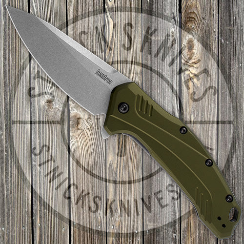 Kershaw - Link - Drop Point - Olive Green Aluminum Handle - CPM-20CV Blade - 1776OLSW