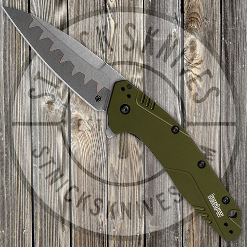 Kershaw - Dividend - Assisted Opening - Olive Green Aluminum - Composite Blade - 1812OLCB