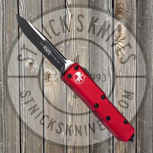 Microtech UTX-85 - Single Edge - Black Hardware - Standard Edge - Red Chassis - 231-1RD