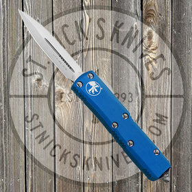 Microtech - UTX-85 - Double Edge - Satin Hardware - Blue Chassis - 232-4BL