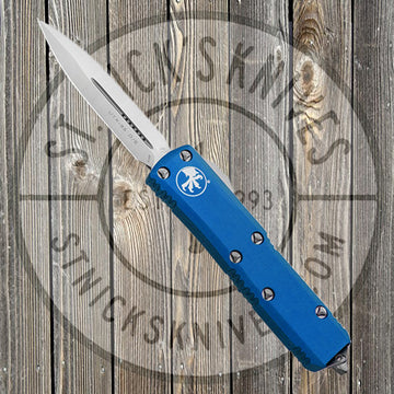 Microtech - UTX-85 - Double Edge - Satin Hardware - Blue Chassis - 232-4BL
