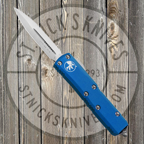 Microtech - UTX-85 - Double Edge - Satin Hardware - Blue Chassis - 232-4BL