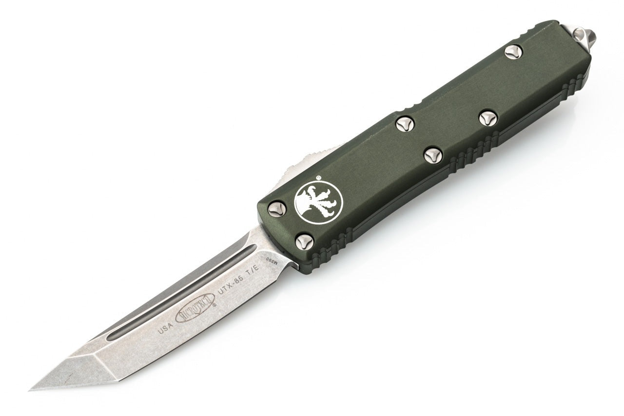 Microtech UTX-85 - Tanto Edge - Satin Hardware - OD Green Chassis - 233-10OD