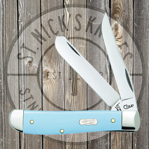 Case - Mini Trapper - Ichthus Shield - Ice Blue Synthetic Handle - 23385