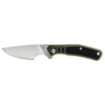 Gerber Downwind Caper - Fixed Blade - Black/Green G10 Handle - Waxed Canvas Sheath - 30-001821