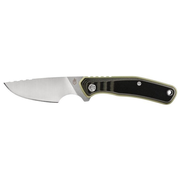 Gerber Downwind Caper - Fixed Blade - Black/Green G10 Handle - Waxed Canvas Sheath - 30-001821