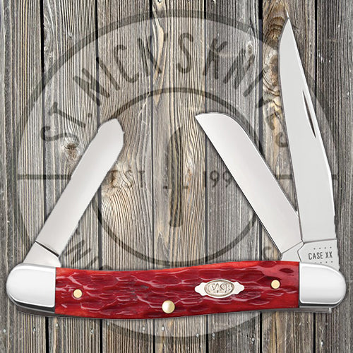 Case Medium Stockman - Dark Red Bone - Peach Seed Jig - Carbon Steel - 31951