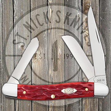 Case Medium Stockman - Dark Red Bone - Peach Seed Jig - Carbon Steel - 31951