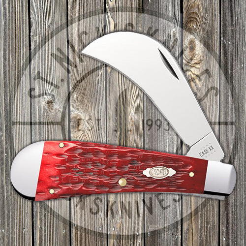 Case Hawkbill Pruner - Dark Red Bone - Peach Seed Jig - Carbon Steel - 31956