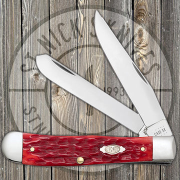 Case Trapper w/ Clip - Dark Red Bone - Peach Seed Jig - Carbon Steel - 31957