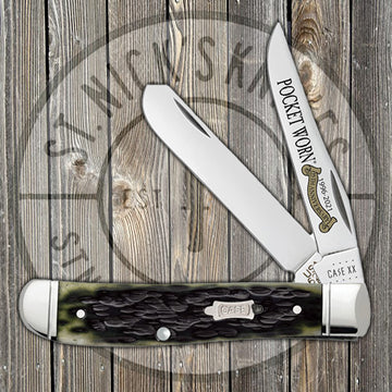 Case Mini Trapper - Pocket Worn - 25th Anniversary Olive Green Bone - 38194