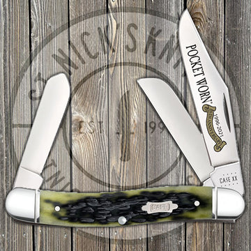 Case Medium Stockman - Pocket Worn - 25th Anniversary Olive Green Bone - 38197