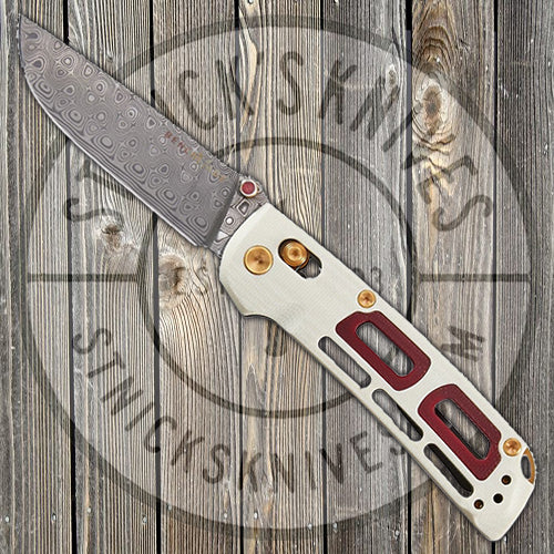 Benchmade - Gold Class Saibu - Ivory G10 w/ Red G10 Inlays - Rose Damasteel - 486-201