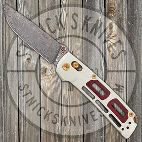 Benchmade - Gold Class Saibu - Ivory G10 w/ Red G10 Inlays - Rose Damasteel - 486-201