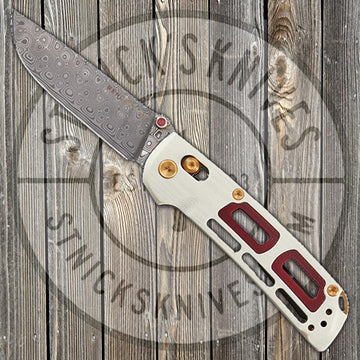Benchmade - Gold Class Saibu - Ivory G10 w/ Red G10 Inlays - Rose Damasteel - 486-201