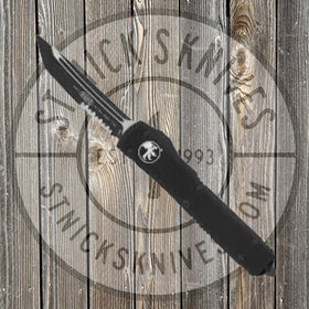 Microtech Ultratech - Tanto Partially Serrated Black Blade - Black Chassis - 123-2T