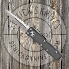Microtech UTX-85 - Black Chassis - Fully Serrated D/E Satin Blade - 232-6