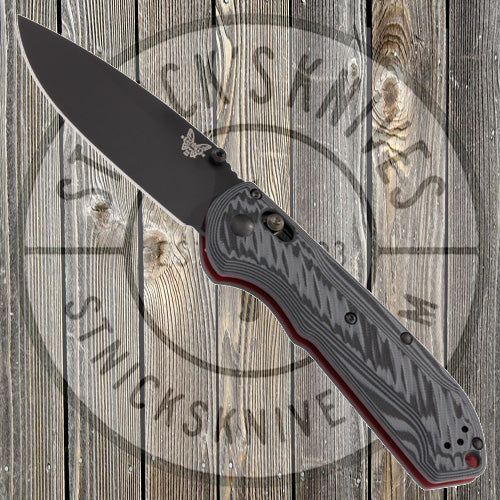 Benchmade - Freek - Grey/Black G10 - CPM-M4 - Plain Edge - Red Liners and Standoffs - 560BK-1