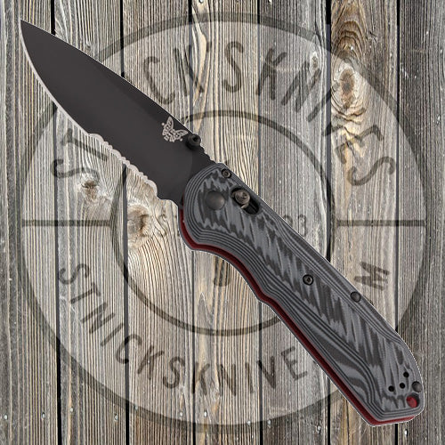 Benchmade - Freek - Grey/Black G10 - CPM-M4 - Combo Edge - Red Liners and Standoffs - 560SBK-1
