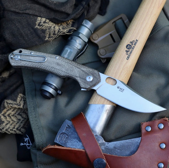 GiantMouse ACE Jutland - Green Canvas Micarta - ELMAX