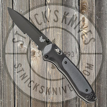 Benchmade - Boost - 590SBK - Black Blade - Partially Serrated -  AXIS-Assist - Black/Gray