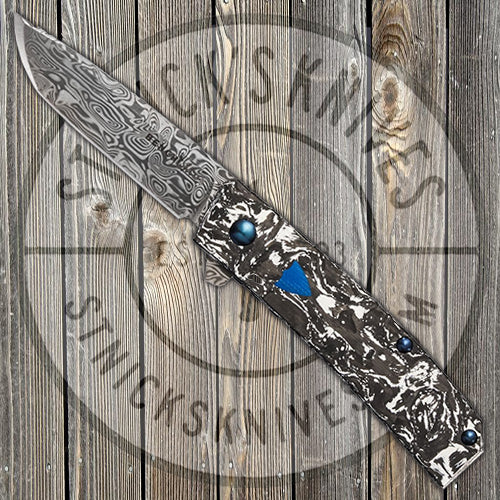 Benchmade - Tengu Flipper Gold Class - Damasteel - Marbled Carbon Fiber Handle - 601-211