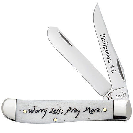Case Mini Trapper - Religious - Smooth Natural Bone - Philippians 4:6 - 60869
