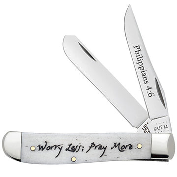 Case Mini Trapper - Religious - Smooth Natural Bone - Philippians 4:6 - 60869