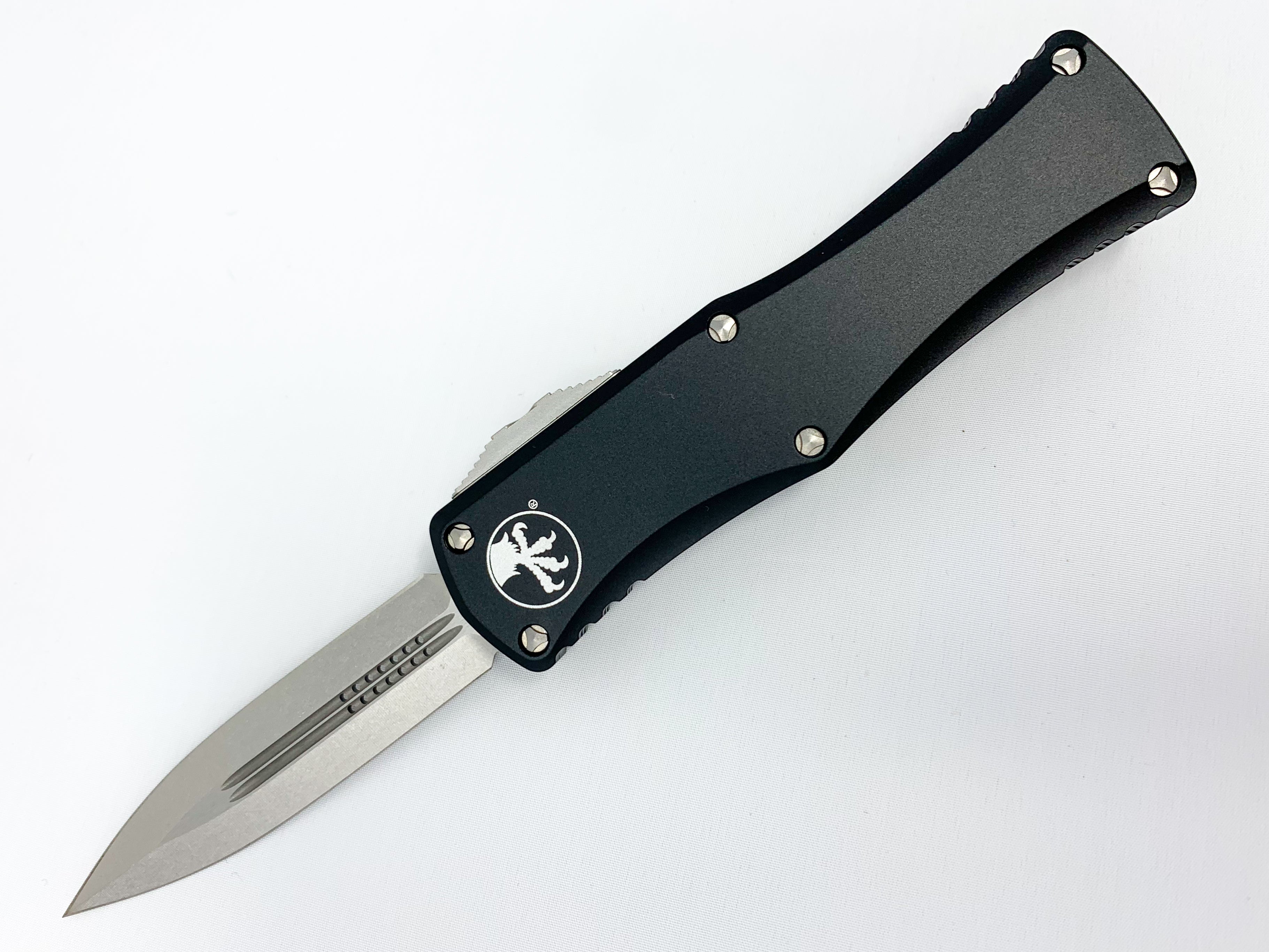 Microtech Hera - Stonewashed Double Edge Dagger - Black Chassis - 702-10-1