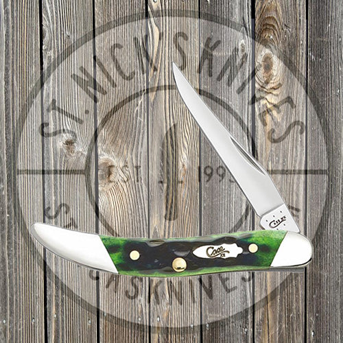 Case - Slanted Bolster - Jigged Hunter Green Bone - Small Texas Toothpick - 70491
