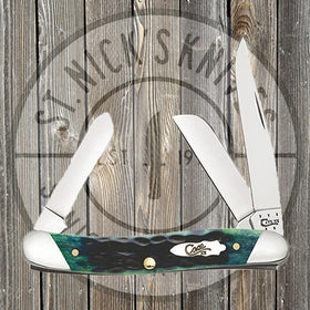 Case - Slanted Bolster - Jigged Hunter Green Bone - Medium Stockman - 70492