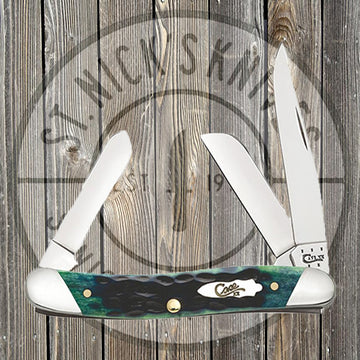 Case - Slanted Bolster - Jigged Hunter Green Bone - Medium Stockman - 70492