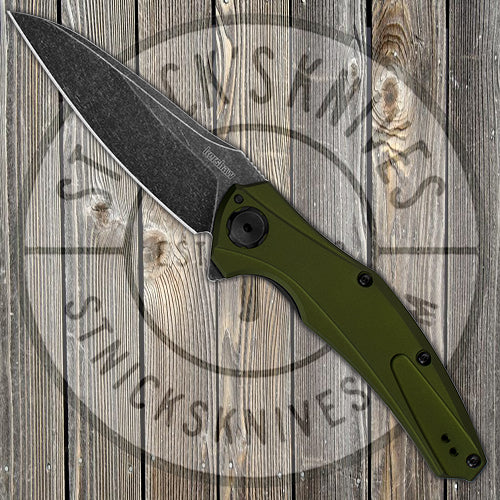 Kershaw Knives Bareknuckle - Olive Green Aluminum - Blackwash Blade - 7777OLBW