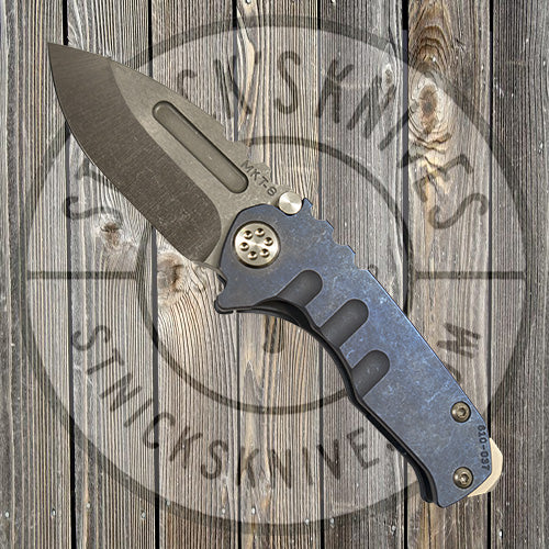 Medford - Micro Praetorian T - S35VN - Tumbled Drop Point Blade - Blue Ano Handle - Blue Ano Back Spring - 810-037