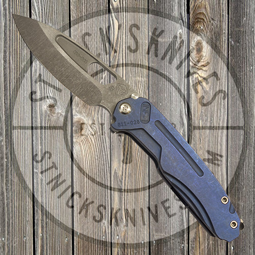 Medford - Infraction - S35VN - Standard Grind - Tumbled Blade - Blue Ano Handle - Blue Ano Back Spring - Standard Clip - 811-028