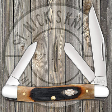 Case Medium Stockman - Dark Molasses Bone - Sawcut Jigged - 83143