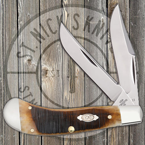 Case Small Saddlehorn - Dark Molasses Bone - Sawcut Jigged - 83145