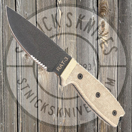 Ontario - Rat-3 - Serrated - 1095 Carbon Steel - Nylon Sheath