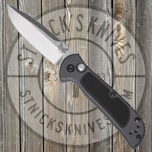 Benchmade - Mini Coalition - Automatic - Drop Point - Satin - Grey Aluminum Handle W/ black G10 inlays - 9750
