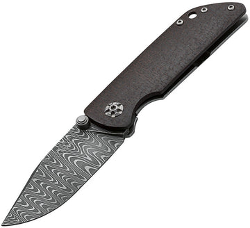 Boker M4 Sherman - Damascus Blade - Brown Burlap Micarta Handles - 110662DAM