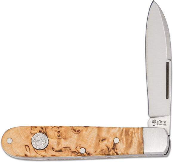 Boker Barlow Prime - Drop Point N690 Blade - Curly Birchwood Handles - 111942
