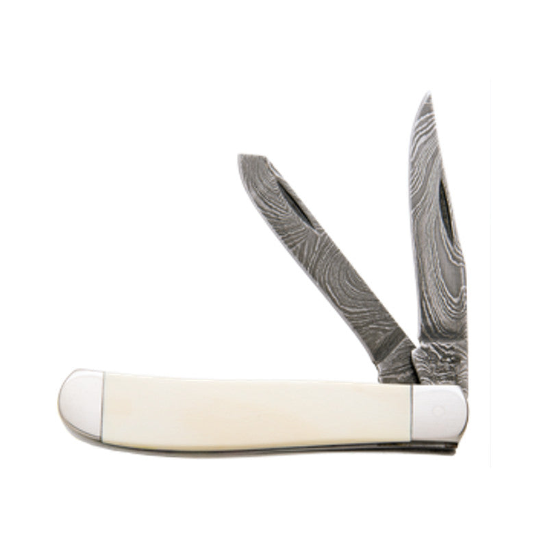 Bear & Son - Damascus Mini Trapper -  Mastodon Ivory Handles - IV07D