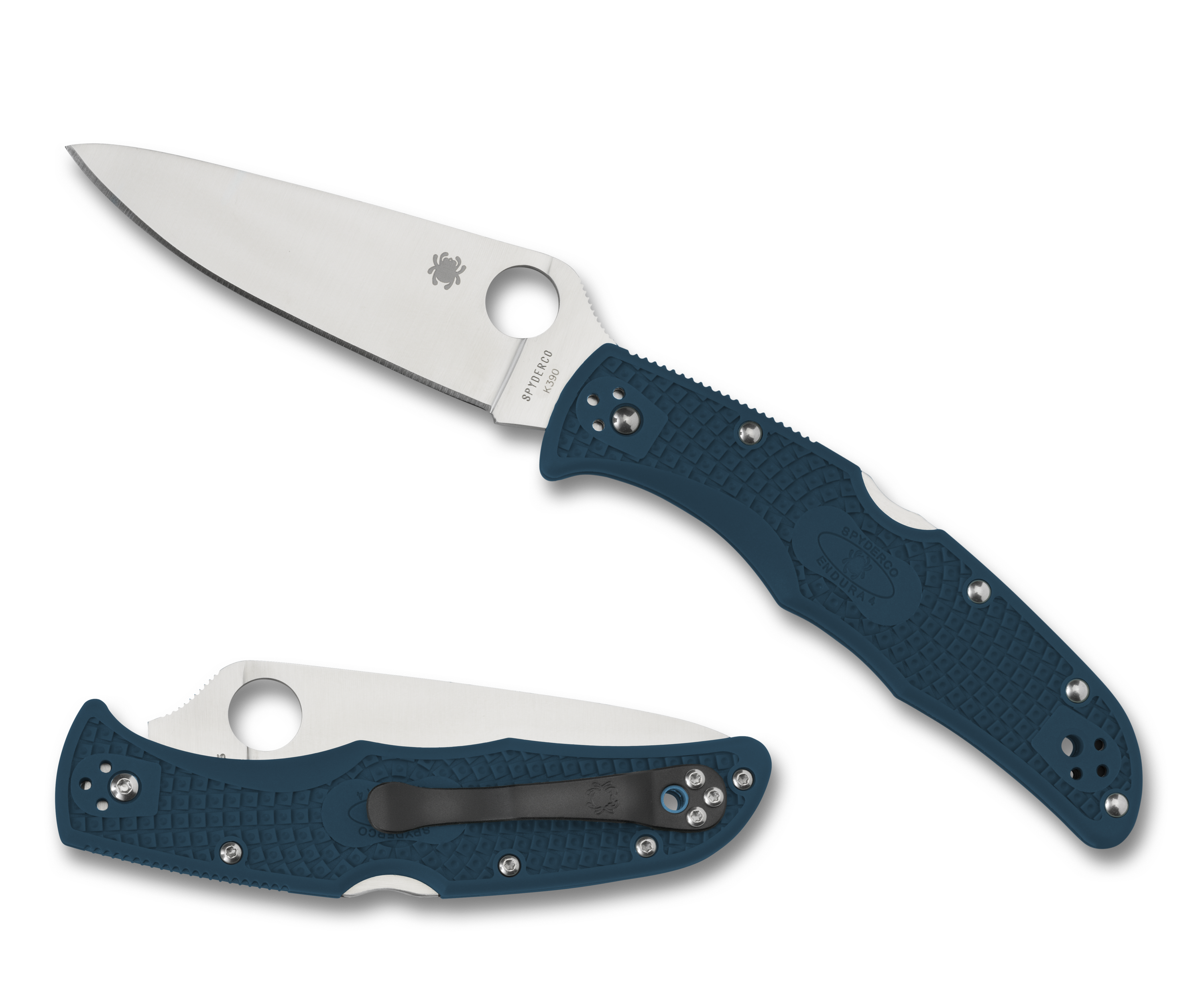 Spyderco Endura 4 - K390 - Plain Edge - Blue FRN - C10FPK390