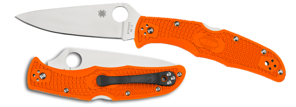 Spyderco Endura 4 - Flat Ground - Plain Edge - Orange FRN - C10FPOR
