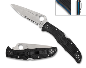Spyderco Endura 4 - Black FRN - Thin Blue Line - C10FPSBKBL - CLOSEOUT