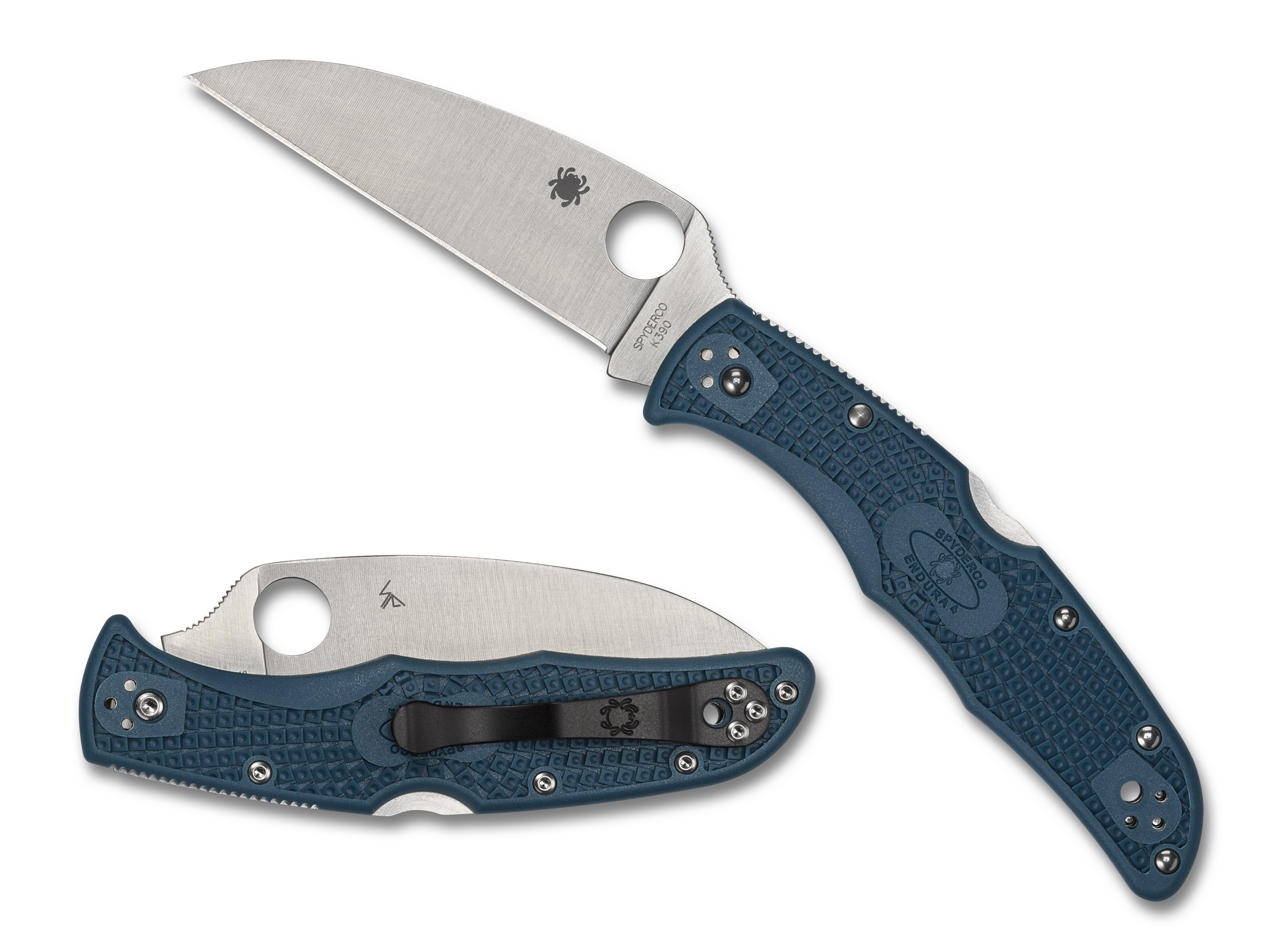 Spyderco Endura 4 - Plain K390 Wharncliffe Blade - Blue FRN - C10FPWK390 - CLOSEOUT